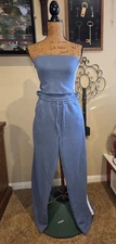 No Boundaries Women's Blue And White Tube Top and Pants Set Size M (8-10)