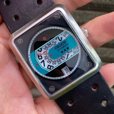 ORIENT オリエント ERAM-C2 CA RARE Orient Jump Hour BIG Automatic ERAM-C2 CA Square Black Gray