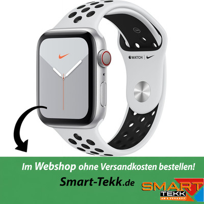 Apple Watch 5 Nike+ GPS + LTE 44mm Silber / Schwarz - Fair - 81% - AK5324
