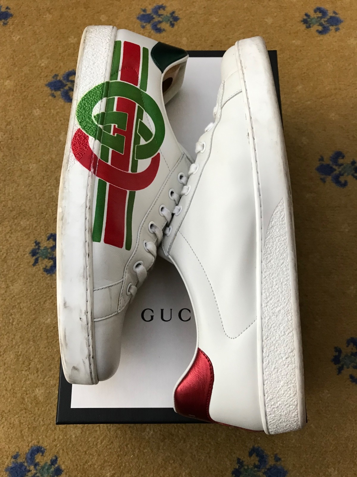 Gucci Trainers Sneaker Shoes Ace Interlocking G Green Red Mens UK 11 US 12 EU 45 thumbnail 3