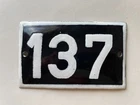 Vintage Enamel Porcelain House Number 137 Door Sign Dark Blue (almost Black)