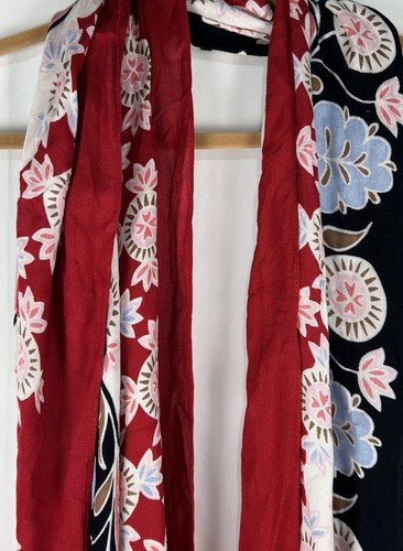 NWT Talbots Black Red Pink Floral Rectangle Scarf X Large Rayon Oblong - Picture 2 of 4