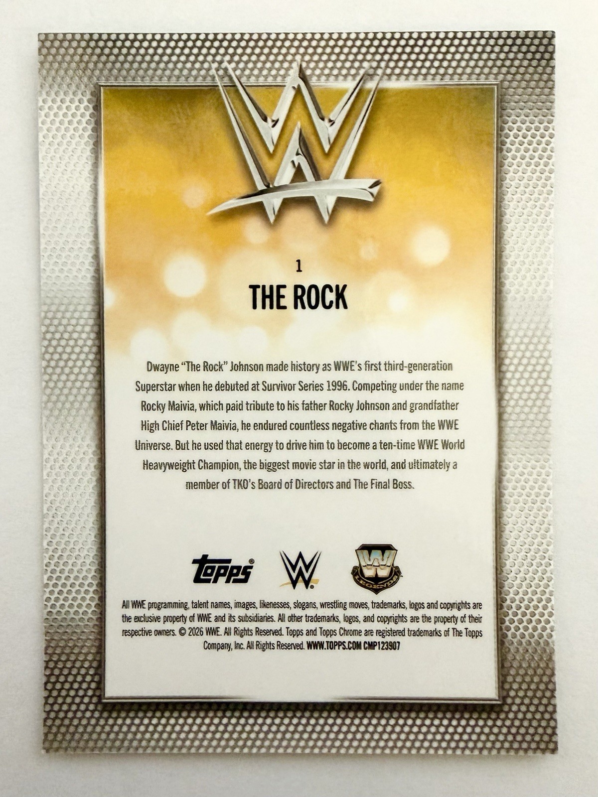 2026 Topps Chrome WWE #1 THE ROCK Blue Raywave /150 DWAYNE JOHNSON Wrestling SP view 2