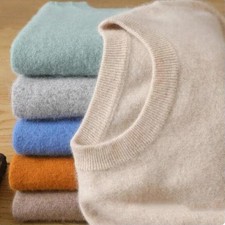 Men's 100 Pure Mink Cashmere Sweater O-neck Pullovers Knit Sweater Autumn