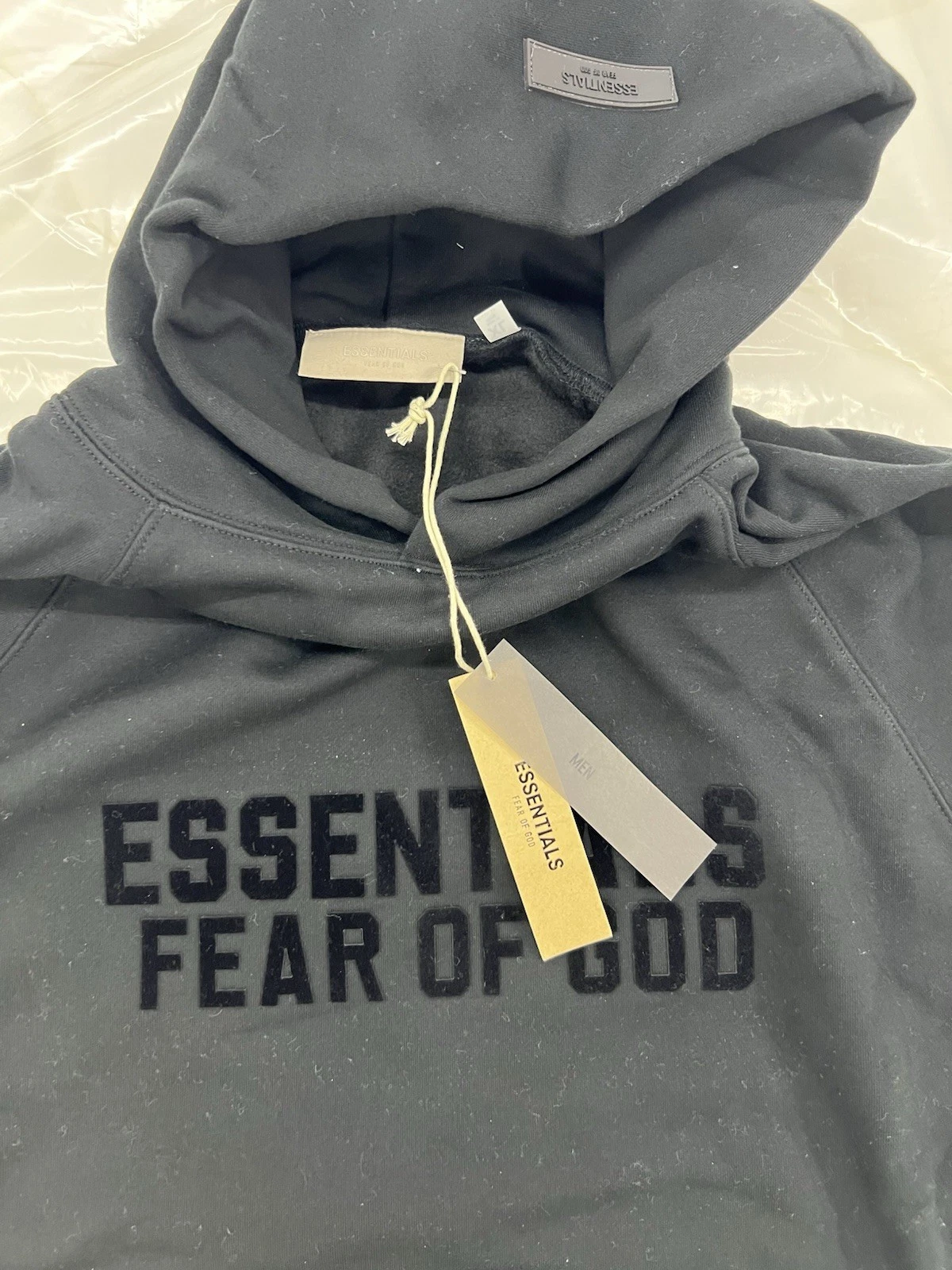 Felpa con cappuccio Fear Of God Essentials nera elasticizzata berlina taglia XL *NUOVA*