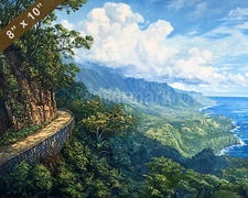 Maui with Hana Highway oil painting 8x10 Print