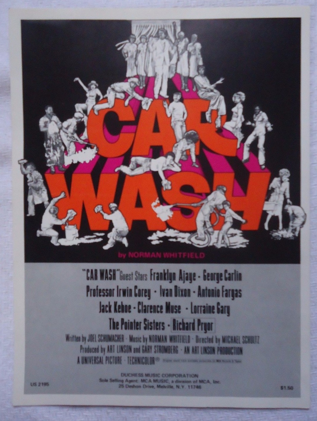 CAR WASH 1976 FILM BILLBOARD 1 HIT DISCO SHEET MUSIC DUCHESS MUSIC