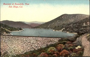 Reservoir-at-Escondido-near-San-Diego-California-unused-c1910-postcard