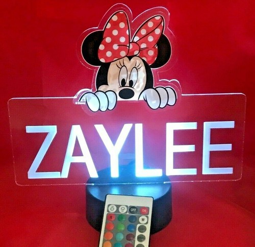Minnie Mouse Disney Light Up Nachtlicht Tischlampe LED personalisiert mit Fernbedienung - Bild 3 von 12