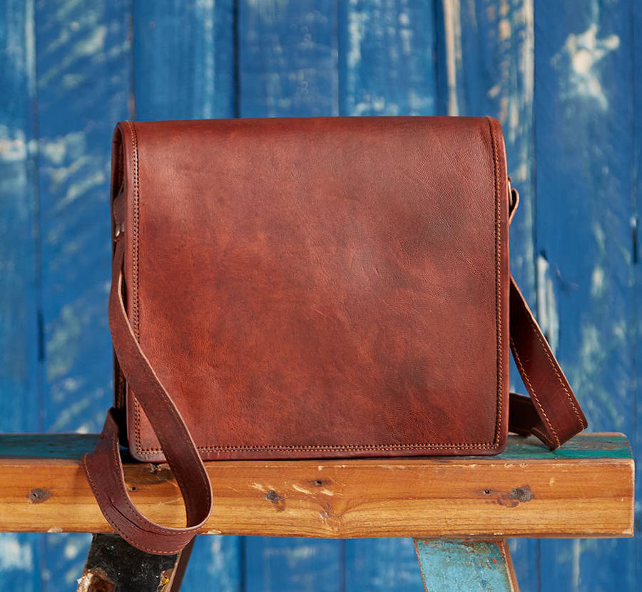 New Satchel Briefcase Bag Vintage Crafts Leather Messenger Men's Women's Laptop