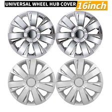 16" Set of 4 Silver Wheel Covers Snap On Full Hub Caps For R16 Tire & Steel Rim
