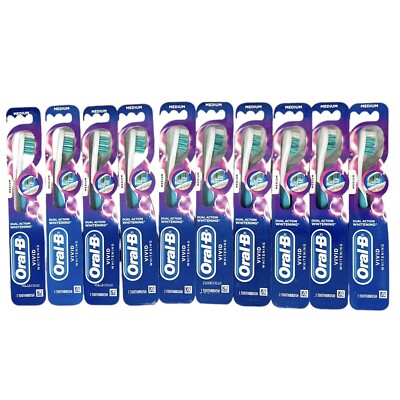 10 Oral-B Vivid Whitening 1 ct. Toothbrushes, Medium, Turquoise