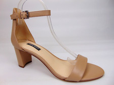 NEW Nine West Women PRUCE 3 Ankle Strap Heels Dress Sandal Size 9.0 Leather Nude