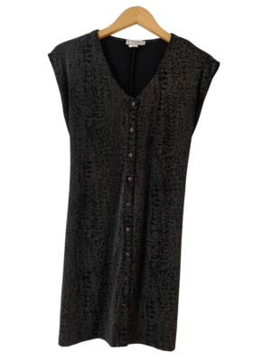 Vintage CDC Petites Mini Dress 10P Black Reptile Python Button Front Cottagecore