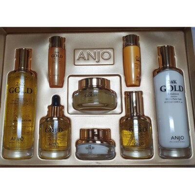 ANJO 24K Pure Gold Skin Care Anti-Aging Wrinkle K-Beauty 8 pcs Set