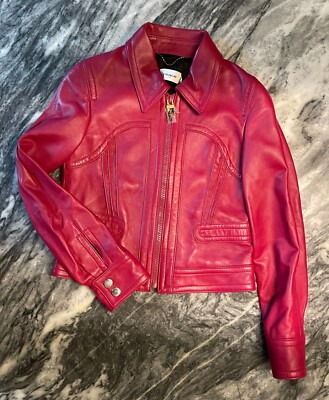 Coach cropped leather blouson jacket in tweed berry 11000065JAX