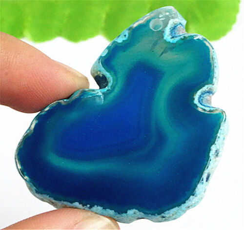 AA07188 46x35x6mm Blue Onyx Agate Slab/slice Pendant Bead - Picture 1 of 1