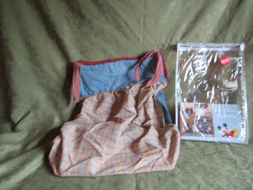 Walt Disney Baby Classic Mickey Diaper Stacker Decoration Blue Plaid Pocket New - Image 3 of 3