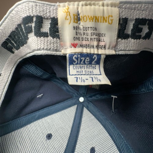Casquette de baseball Browning FUBU Flex taille 7 1/8-7 3/8 chapeau chasse cerf poisson bleu beige neuve avec étiquette - Photo 6/7