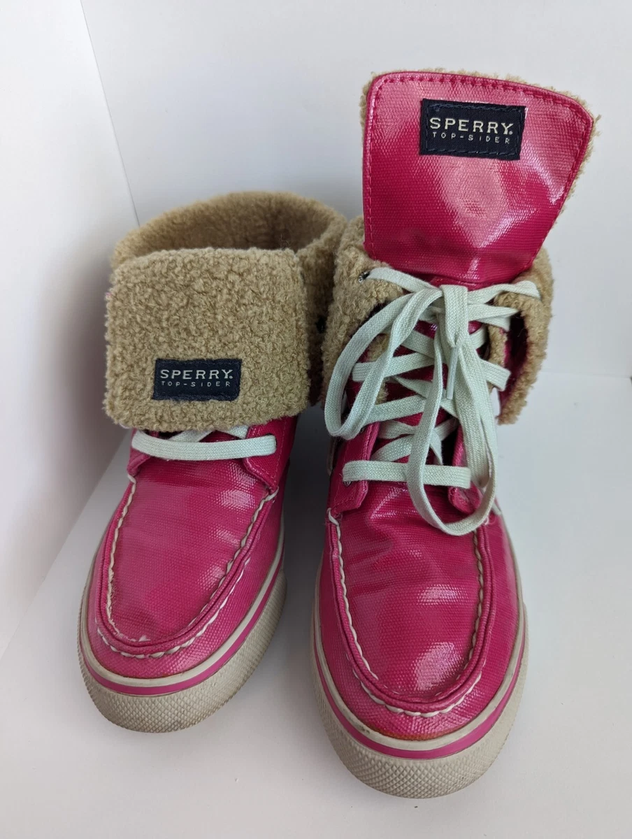 Sperry Top Sider Womens Boots Leather Fabric Hot Pink Lace Up