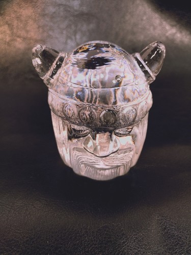 Helkristall Schweden Wikinger/Normann Kopf Kunst Glas Kristall Briefbeschwerer