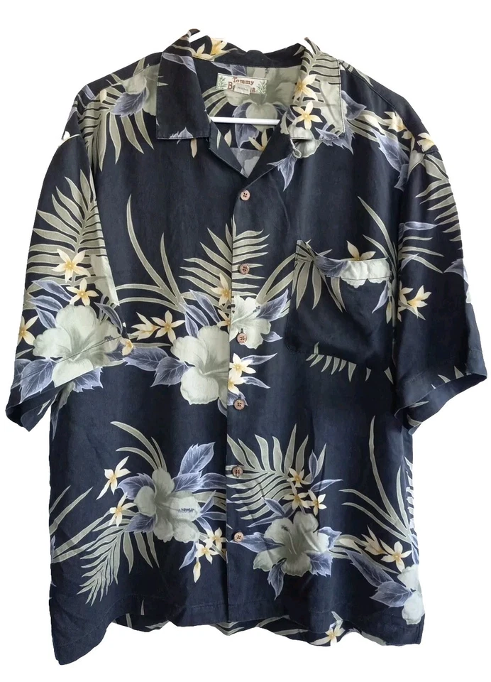 Tommy Bahama Relax Grande Manga Corta Verano Botones Pura Seda Floral/Paisley Foto 2 de 4