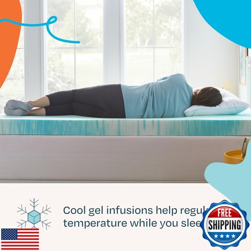 LINENSPA 4 Inch Gel Swirl Memory Foam Mattress Topper – Cooling Gel Infused – - Picture 2 of 5