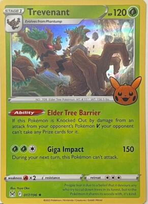 Trevenant 17/196 (Trick or Trade Stamped) Lost Origin Holo Rare