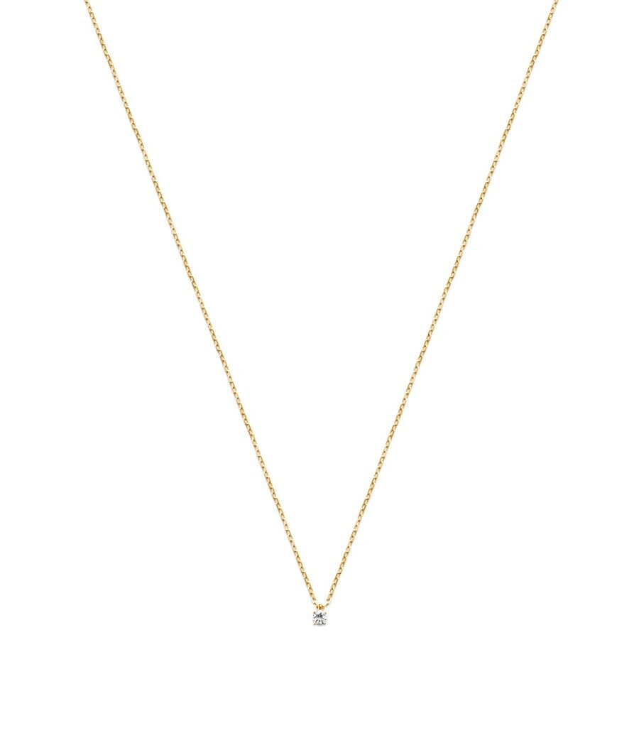 Collier Cristal Solitaire Zirconium 3MM Plaqué Or Femme Pendentif Ras de Cou Fin