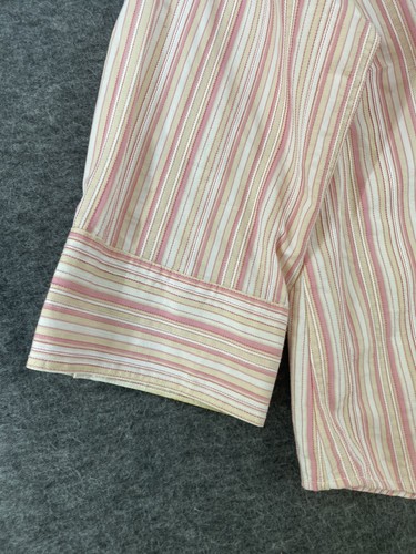 Shaver Lake Button Down Shirt 3/4 Sleeve Pink White Stripes Women’s Size Small - Picture 4 of 13