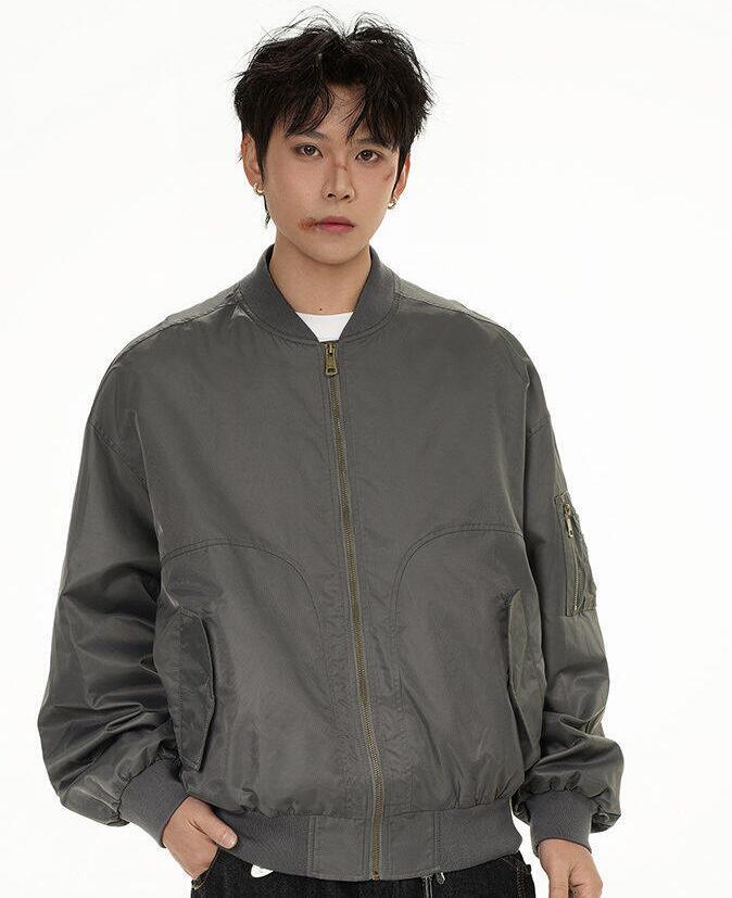 Men's Lapel Short Jacket Zipper Cotton blend Outwear Retro Coat