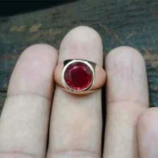 Certified Men's 2 Ct Natural Red Ruby Solitaire Wedding Ring Sterling Silver