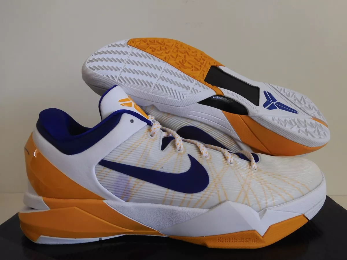 NIKE ZOOM KOBE VII 7 SYSTEM &#034;LAKERS&#034; WHITE-CONCORD-DEL SOL SZ 11.5 |