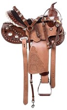 New Premium Leather Western Barrel Racing Horse Tack Saddle Size- 10 - 18 Inches