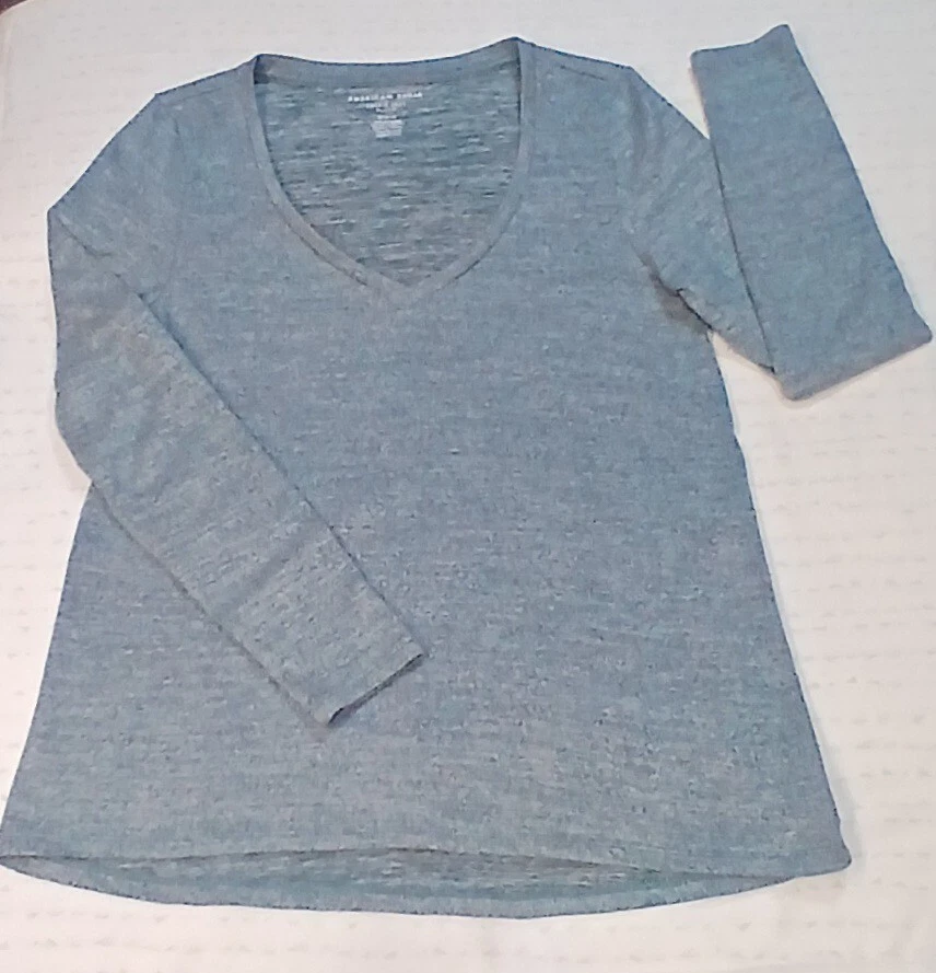 Camisas de mujer AE suaves y sexy de felpa de manga larga (juego de 2) oliva y azul marino talla M Foto 3 de 4