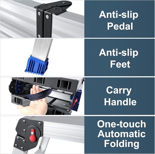 Durable Aluminum Folding Step with 330 lbs Capacity - Perfect for Home or Work - Picture 6 of 9