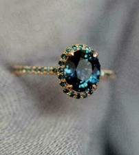 4Ct Oval Cut London Blue Topaz Engagement Ring Solitaire 14k Rose Gold Plated