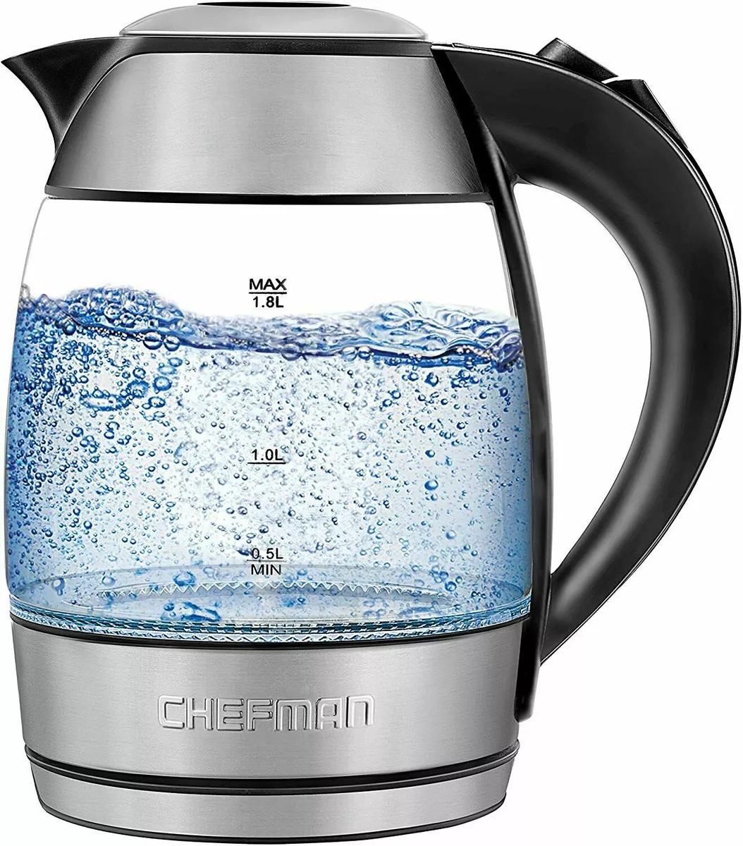 Chefman 1.7L Cordless Glass Electric Kettle with Removable Tea Infuser  1100W