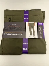 Weatherproof Vintage Men's Size 40x34 Green Regular Fit Elastic Waist Pants NWT