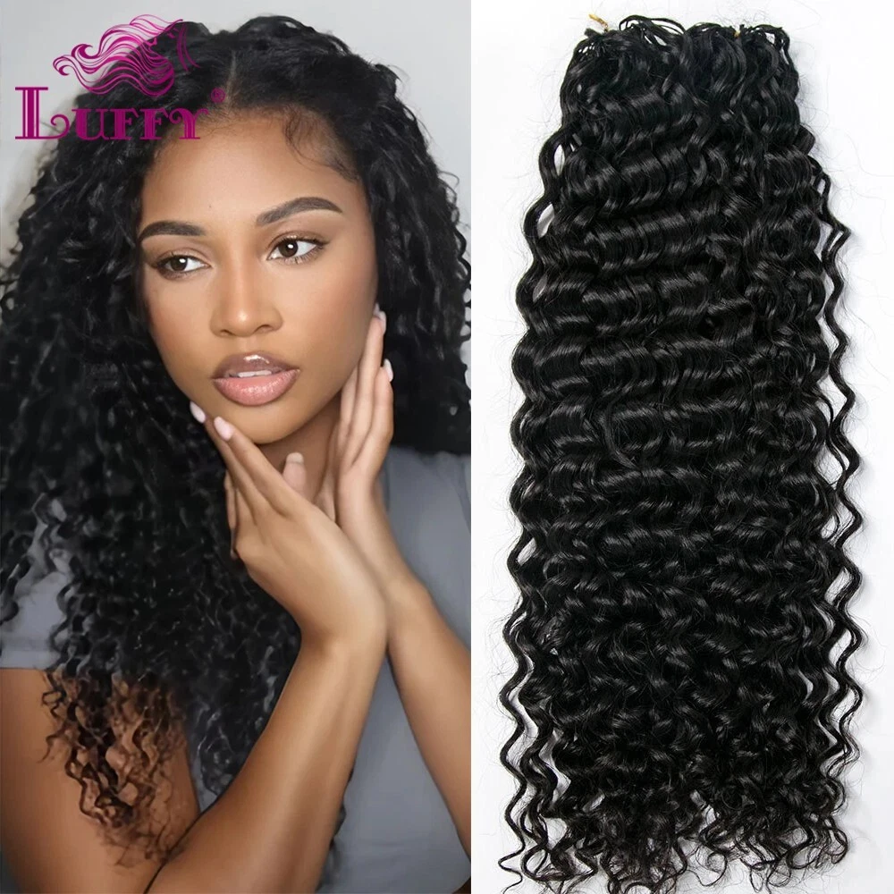 Curly Human Hair Extension Knotless Pre-Separated Feather Crochet Hair For Women - Picture 2 of 13