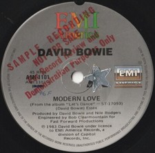 DAVID BOWIE 45: MODERN LOVE/SAME LIVE AUSSIE EMI-AMER. AMI - 1101  EX & EX+ 1991