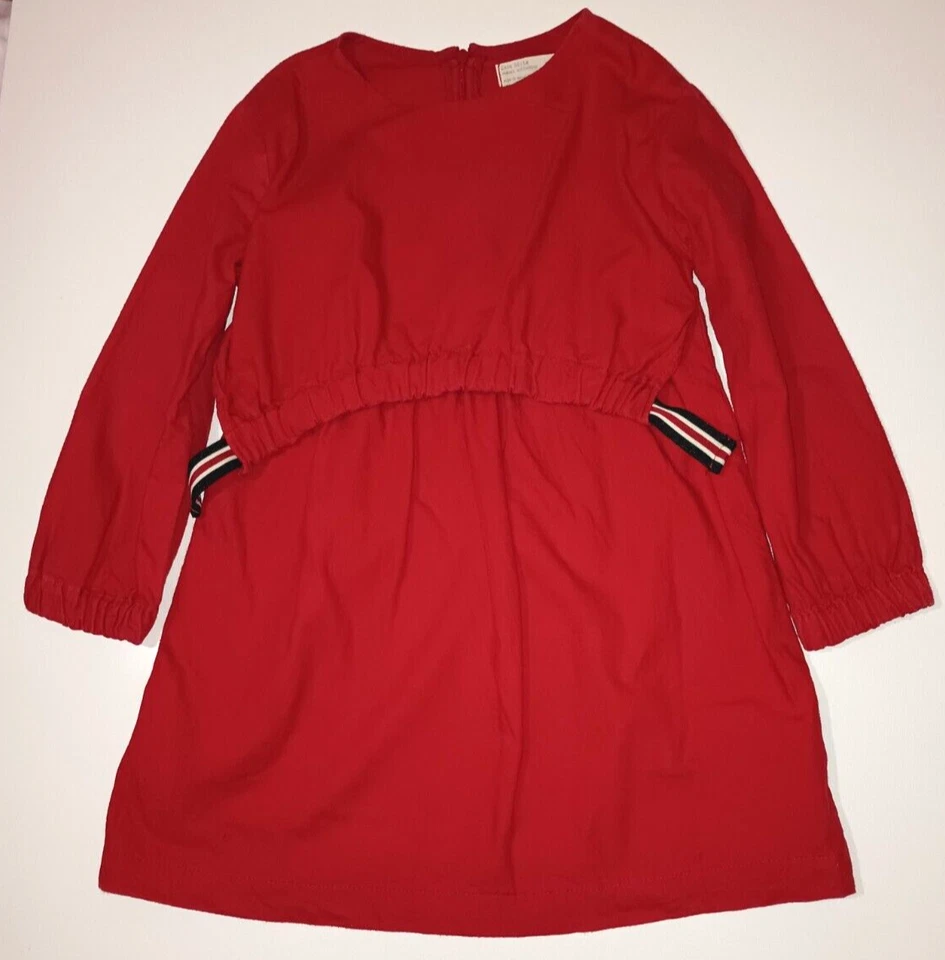Vestido Patriótico 100% Algodón Zara Niñas Talla 8 Rojo Manga Larga Foto 2 de 4