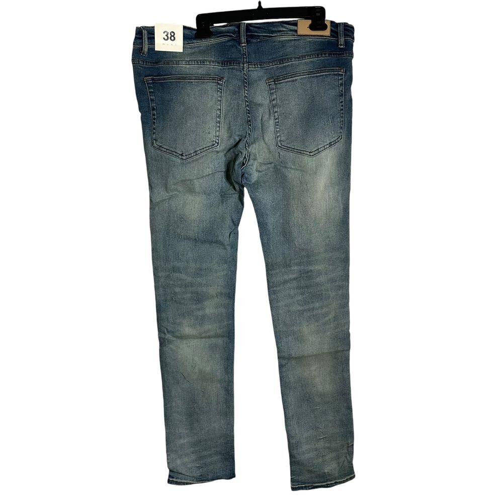 パンツ mnml damage stretch moto denim pants 28 MNML Stretch Moto Jeans Men Size 38 Blue Distressed Denim