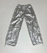 UNUSED.LAB Metallic Silver Foil Elastic Parachute Pants Fits 24  - 26  Waist