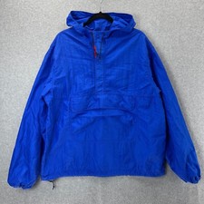 Vintage Black Ice Men's Blue Hooded Snap Button Light Windbreaker Jacket Size XL