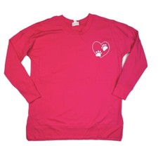 Medium LuLaRoe HANNAH Sweatshirt Hot Pink Paws Heart Rare Fits 10/12