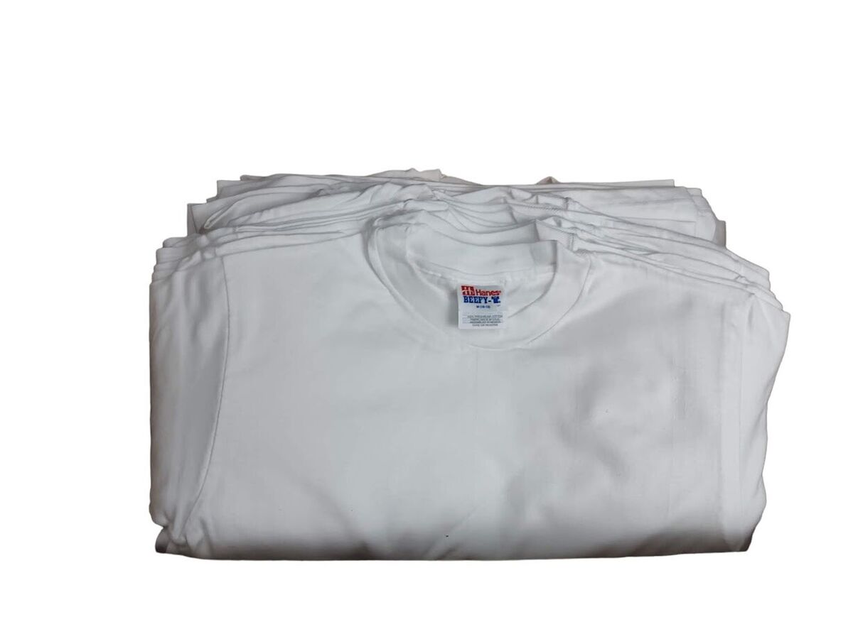 Wholesale Lots of 12 Vintage 90s Hanes Beefy-T Youth White Wholesale Lots of 12 Vintage 90s Hanes Beefy-T Youth White