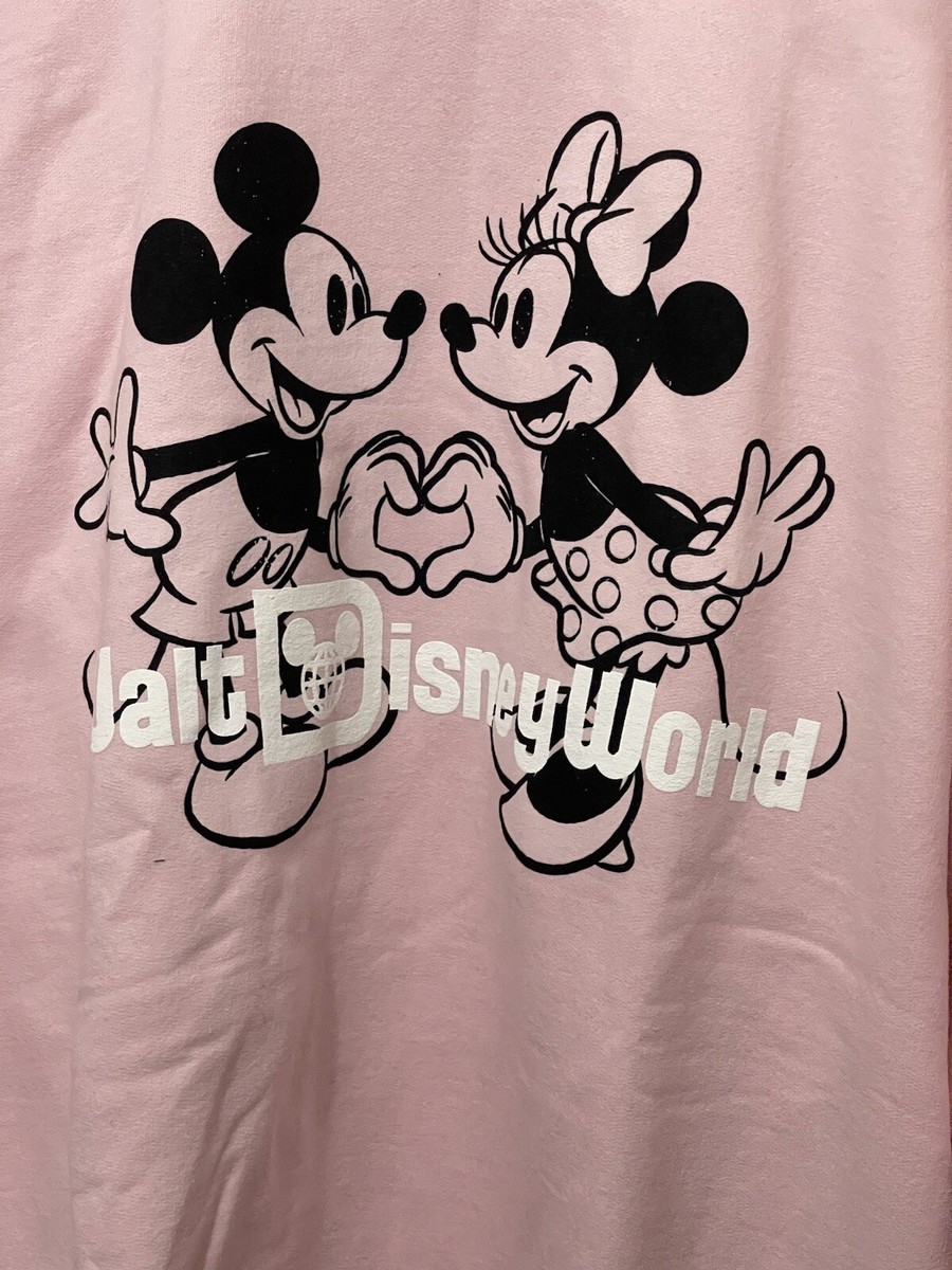 Walt Disney World Pink Mickey Minnie Heart Hands Sweatshirt