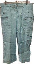 Ralph Lauren size 12 Ocean Blue Linen blend Cargo Pants cropped Capri Pockets