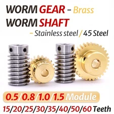 0.5/0.8/1/1.5 Module 20T to 60T Gear Copper Worm Wheel Gear & Worm Gear Shaft